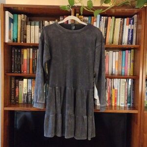 Grey Sweatshirt Babydoll Dress small